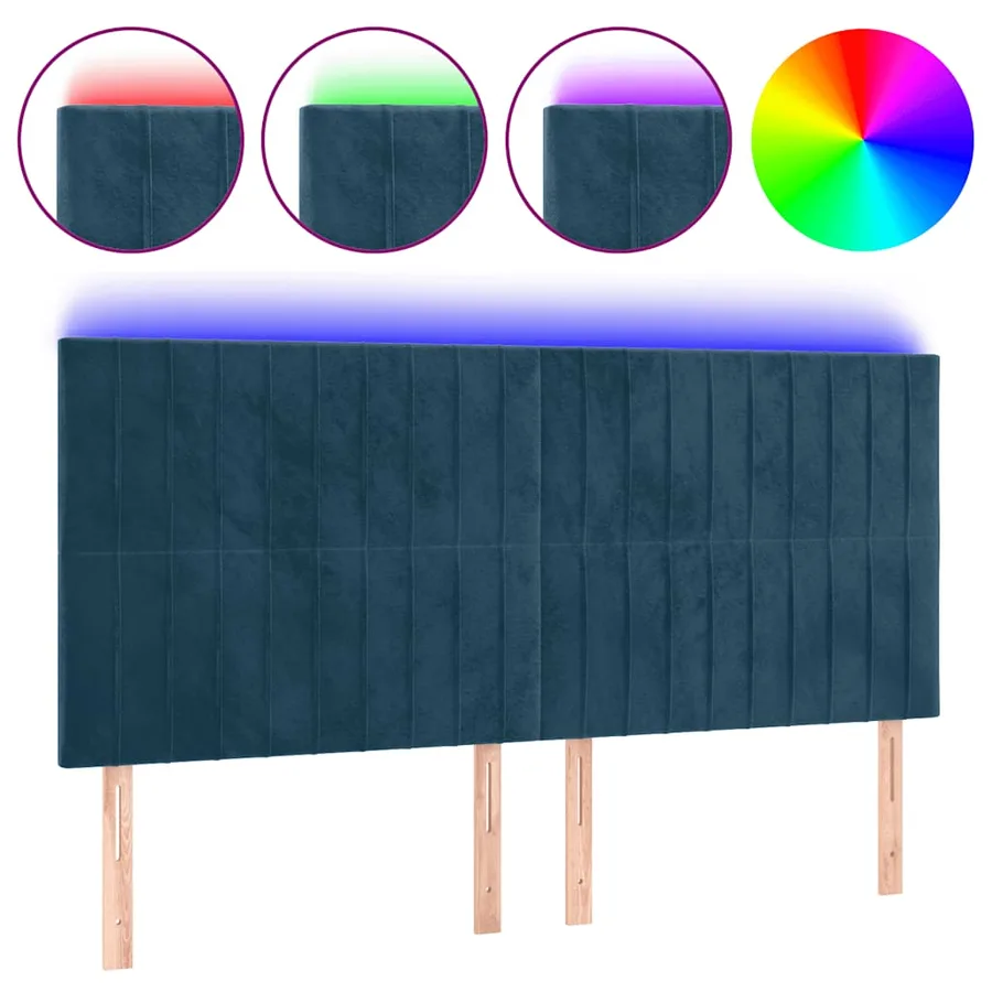 Tête de lit à LED Bleu foncé 160x5x118/128 cm Velours - 2