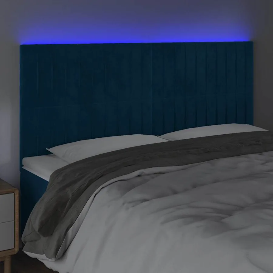 Tête de lit à LED Bleu foncé 160x5x118/128 cm Velours - 3