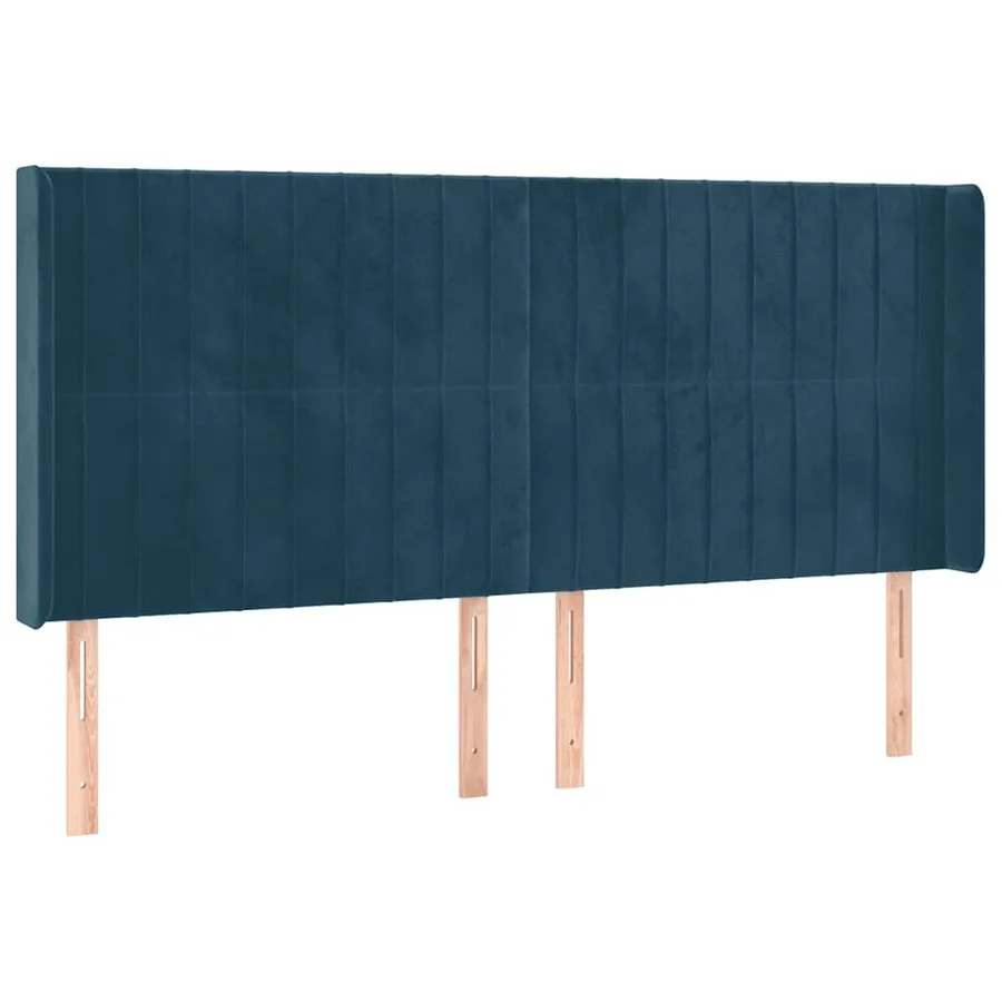 Tête de lit avec oreilles Bleu foncé 163x16x118/128 cm Velours - 2