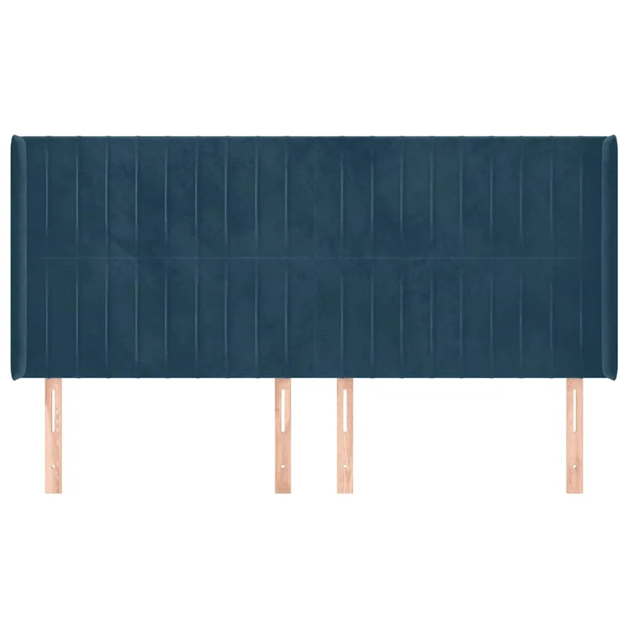 Tête de lit avec oreilles Bleu foncé 163x16x118/128 cm Velours - 3