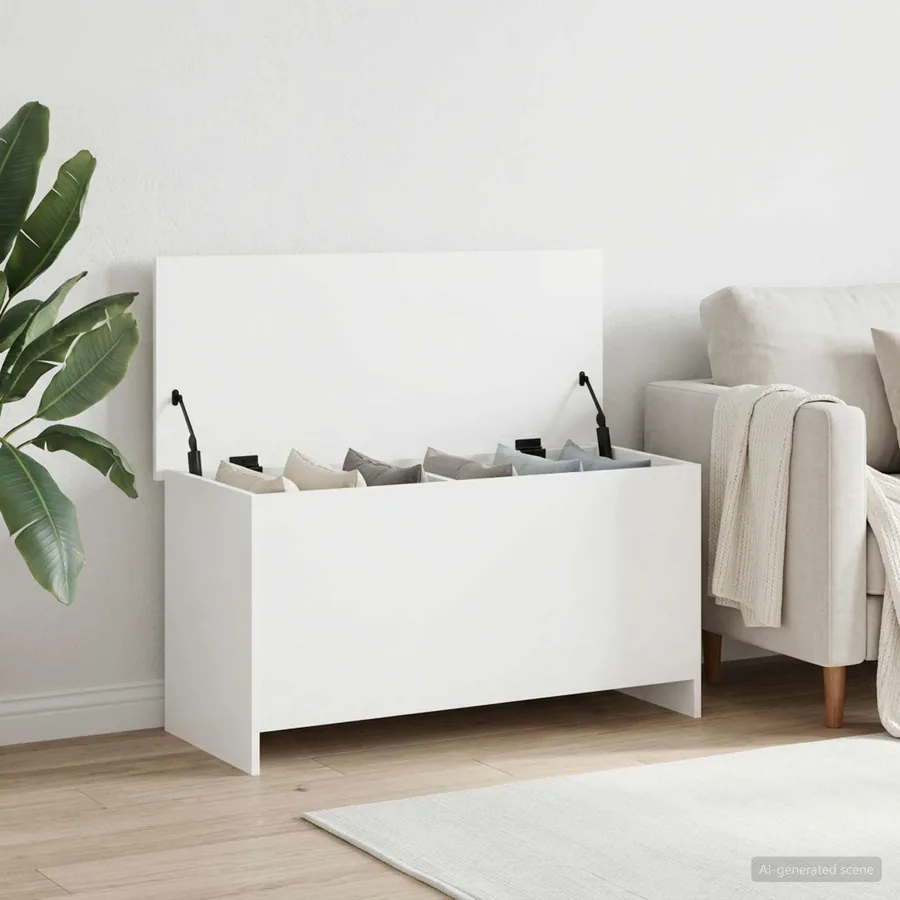 Coffre de rangement Blanc 100 x 40 x 50 cm Bois d'ingénierie
