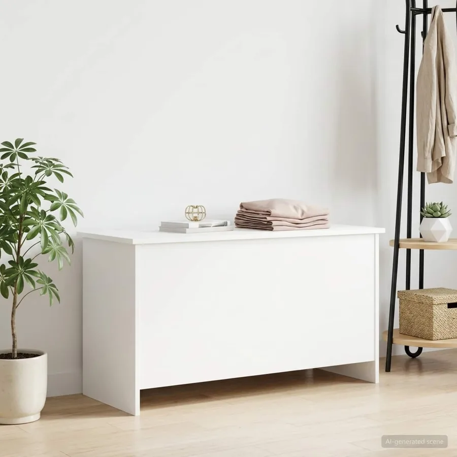 Coffre de rangement Blanc 100 x 40 x 50 cm Bois d'ingénierie - 4