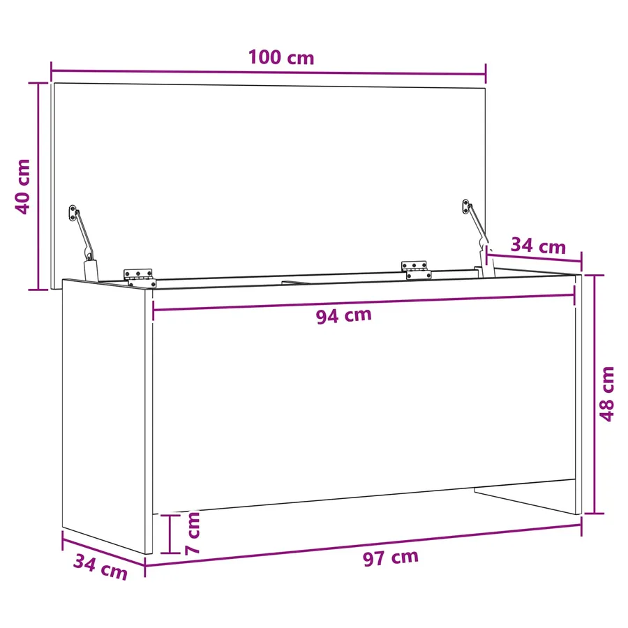 Coffre de rangement Blanc 100 x 40 x 50 cm Bois d'ingénierie - 9