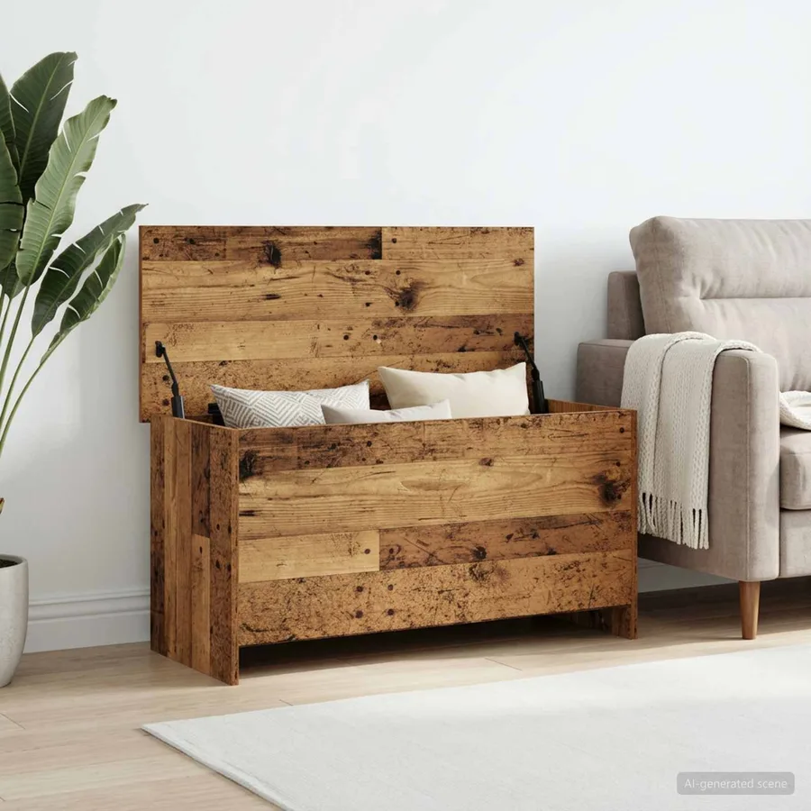 Coffre de rangement avec stockage Bois ancien 100 x 40 x 50 cm - 4