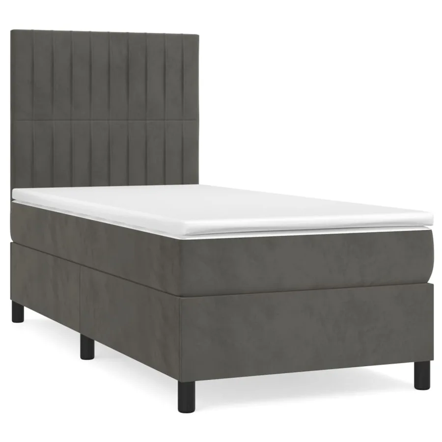 Sommier à lattes de lit et matelas Gris foncé 80x200 cm Velours - 2
