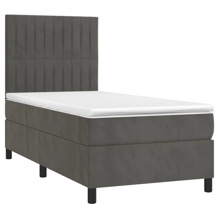 Sommier à lattes de lit et matelas Gris foncé 80x200 cm Velours - 3