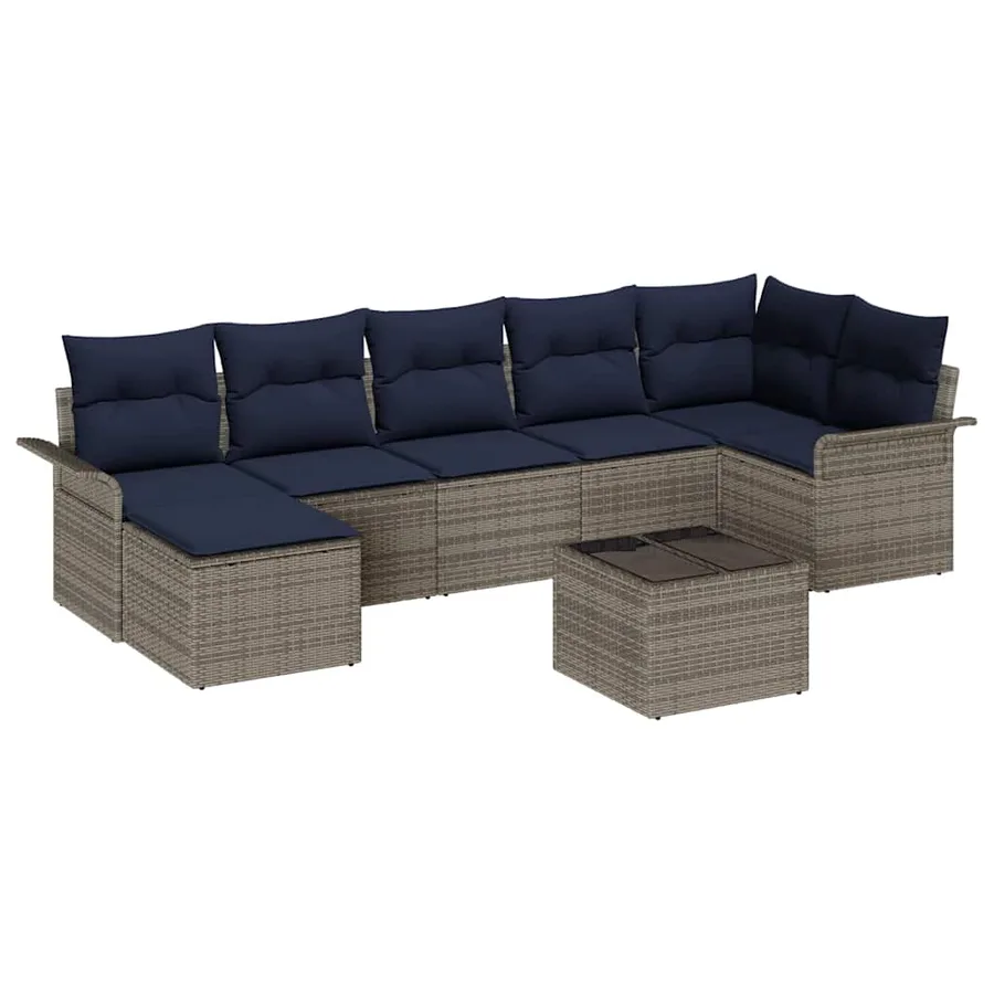 Ensemble de canapé de jardin avec stockage 8 pcs Gris polyrotin - 2