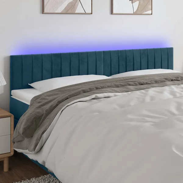 Tête de lit à LED Bleu foncé 160x5x78/88 cm Velours
