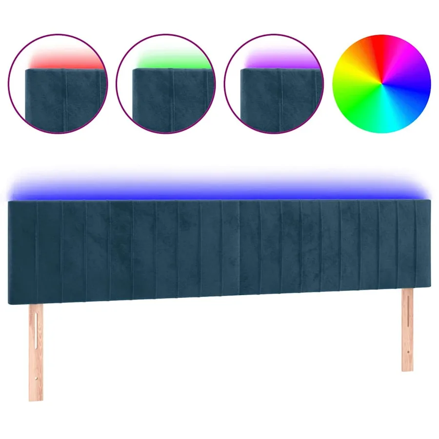 Tête de lit à LED Bleu foncé 160x5x78/88 cm Velours - 2