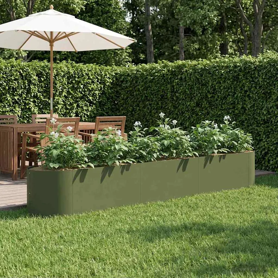 Jardin surélevé Vert olive 300 x 40 x 40 cm Acier