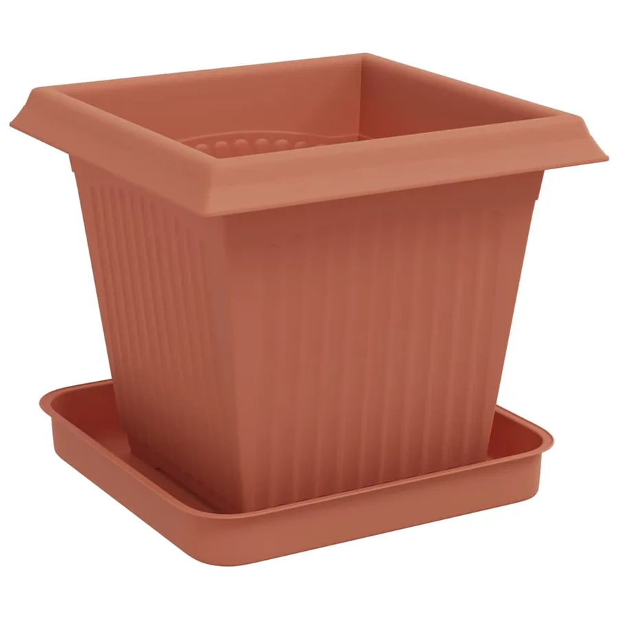 Pots de plantes 24 pcs Rouge brique 16 x 16 x 14 cm Plastique - 5
