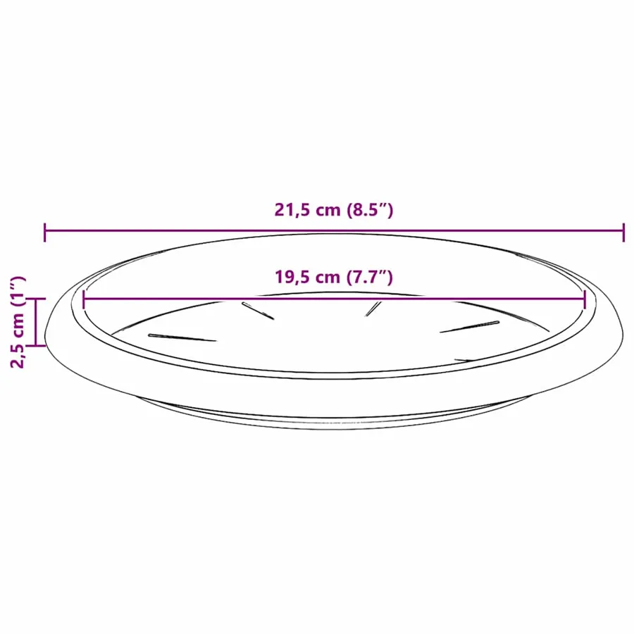 Plateau à fleurs rond 6 pcs Noir Ø 14 x 2 cm Plastique - 8