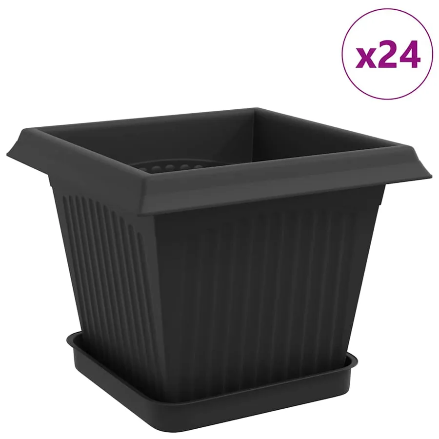 Pots de plantes 24 pcs Noir 20 x 20 x 16 cm Plastique - 2