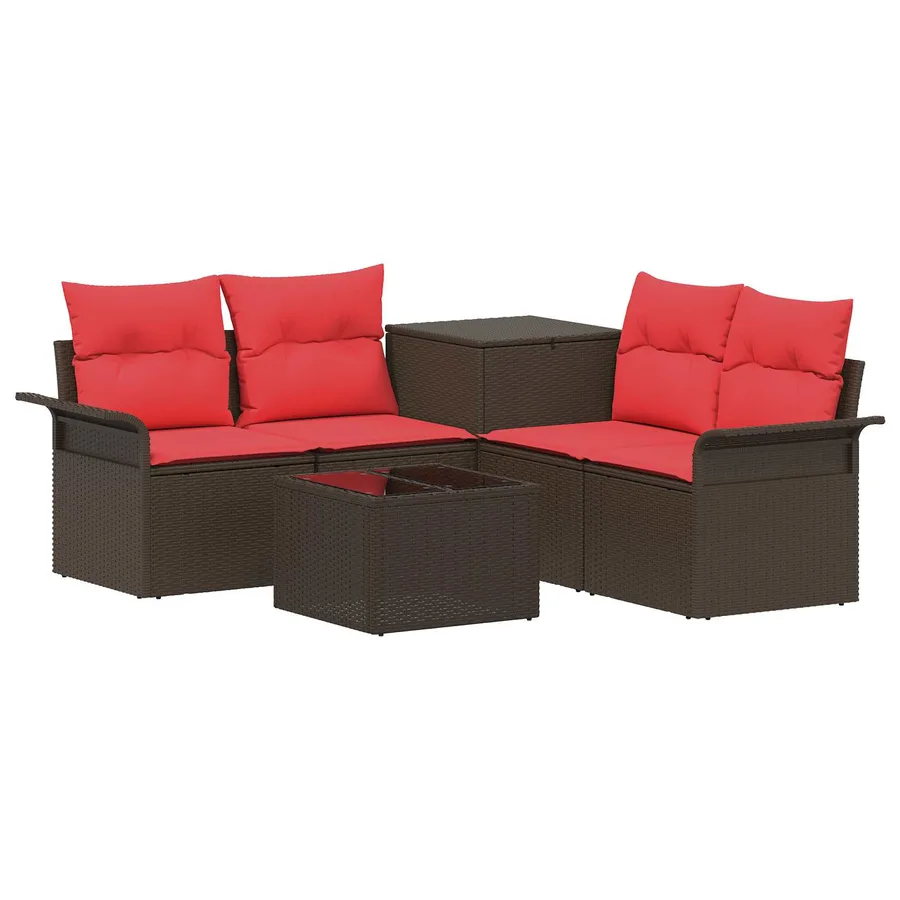 Ensemble de Canapés 6 pcs 4-Nombre de places Marron et rouge - 2