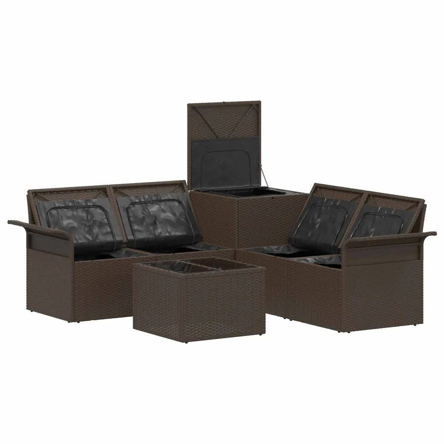 Ensemble de Canapés 6 pcs 4-Nombre de places Marron et rouge - 7