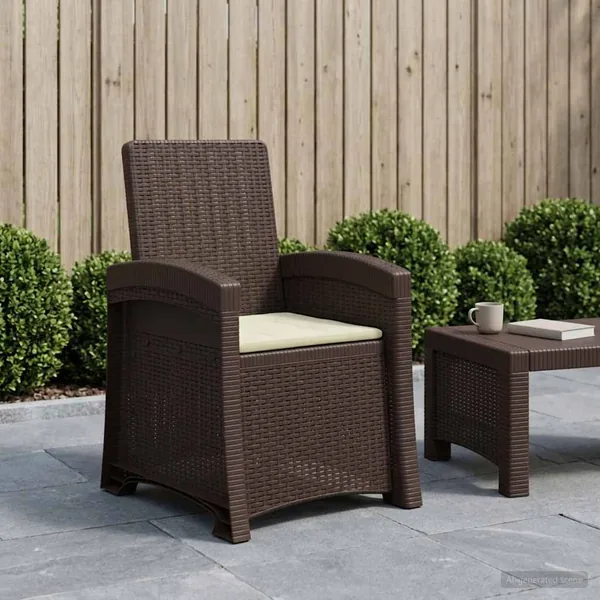 Chaise de jardin inclinable imitant le rotin Marron et crème PP
