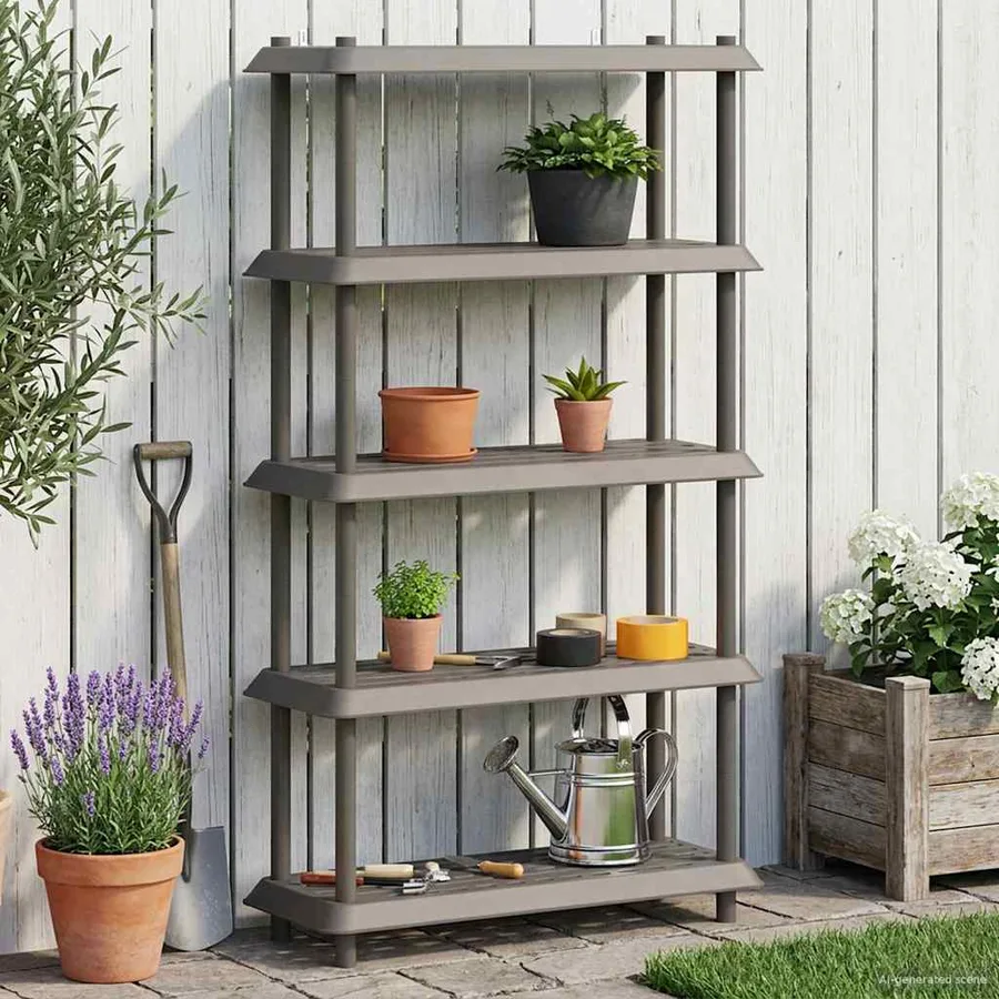 Unité de rangement 5 niveaux 100 x 40 x 177 cm PP Gris clair - 4