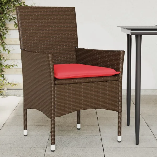 Chaises de jardin avec coussins lot de 2 marron résine tressée
