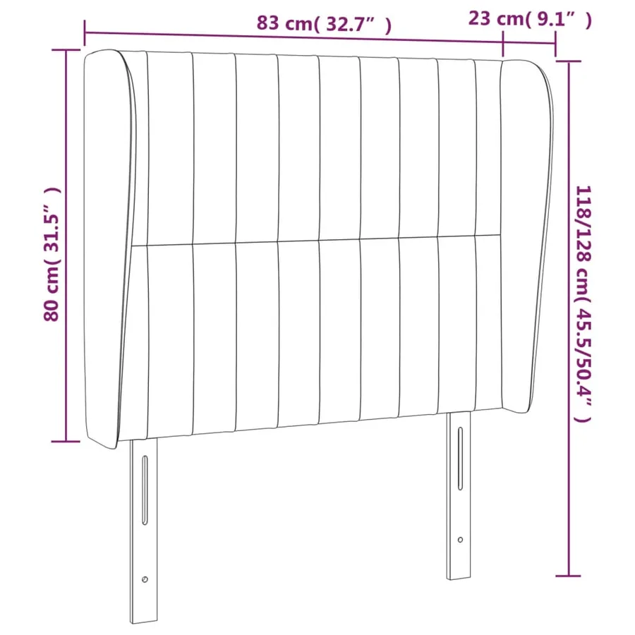 Tête de lit avec oreilles Gris foncé 83x23x118/128 cm Velours - 9