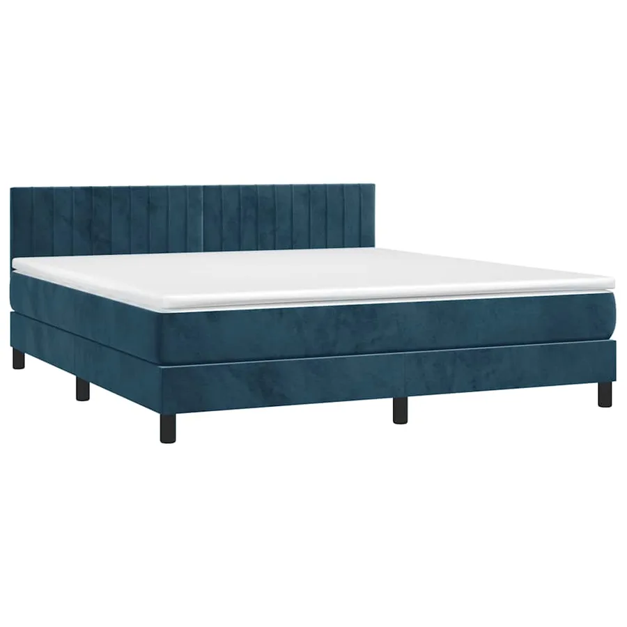 Sommier à lattes de lit avec matelas LED Bleu foncé 160x200 cm - 3
