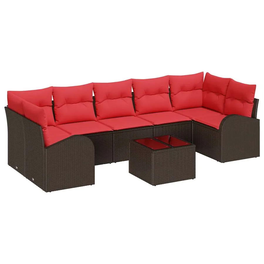 Ensemble de canapé de jardin Marron et rouge 55 x 55 x 37 cm - 2