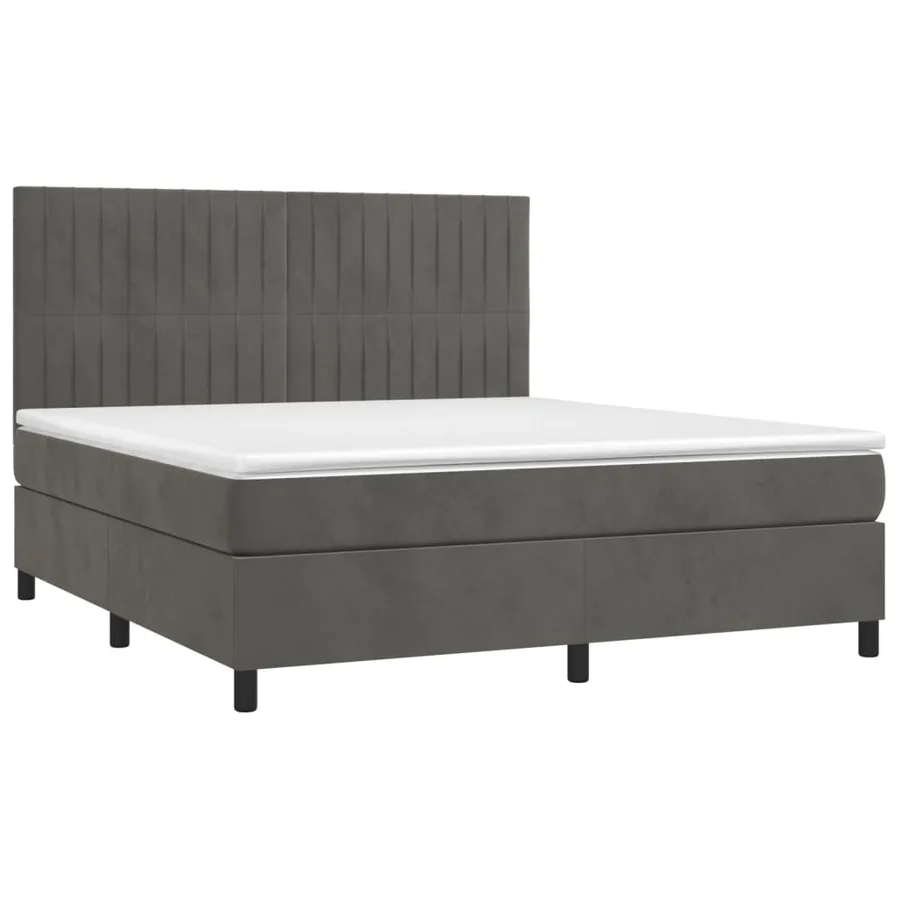 Sommier à lattes de lit et matelas Gris foncé 160x200cm Velours - 3