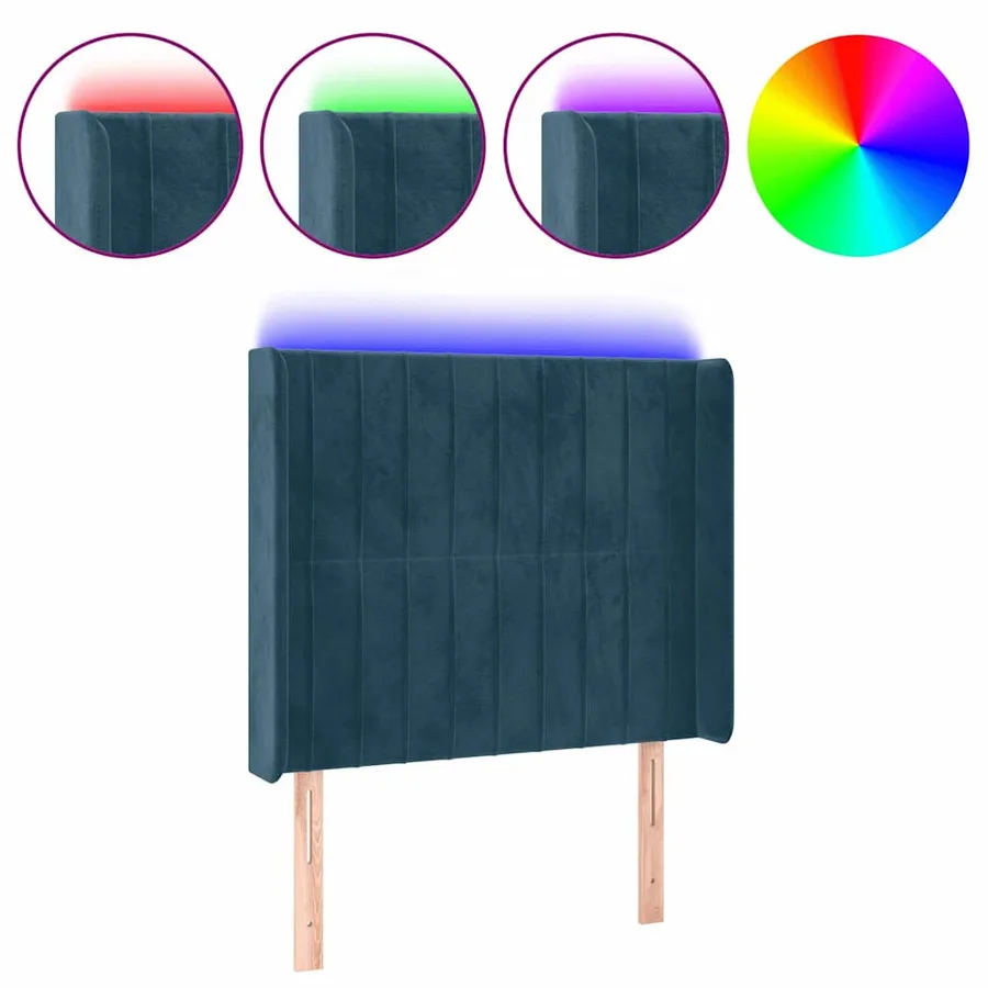 Tête de lit à LED Bleu foncé 83x16x118/128 cm Velours - 2