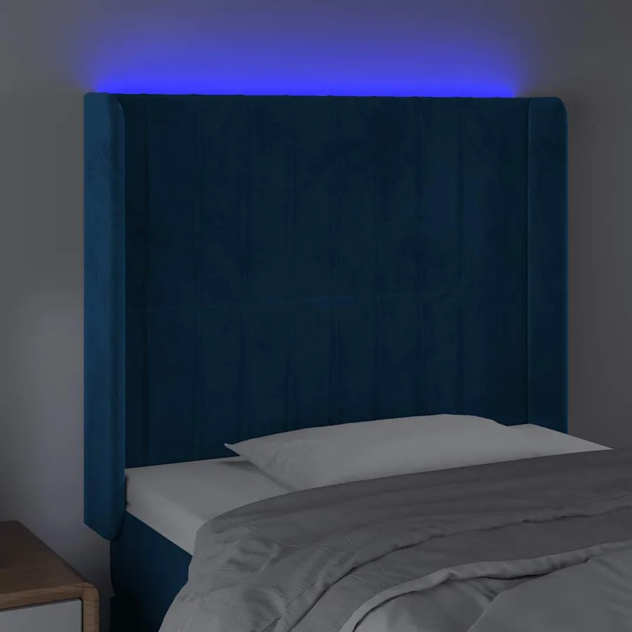Tête de lit à LED Bleu foncé 83x16x118/128 cm Velours - 4