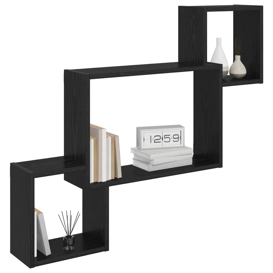 Étagère Murale Montage mural Chêne noir 91,5 x 15 x 76 cm - 2