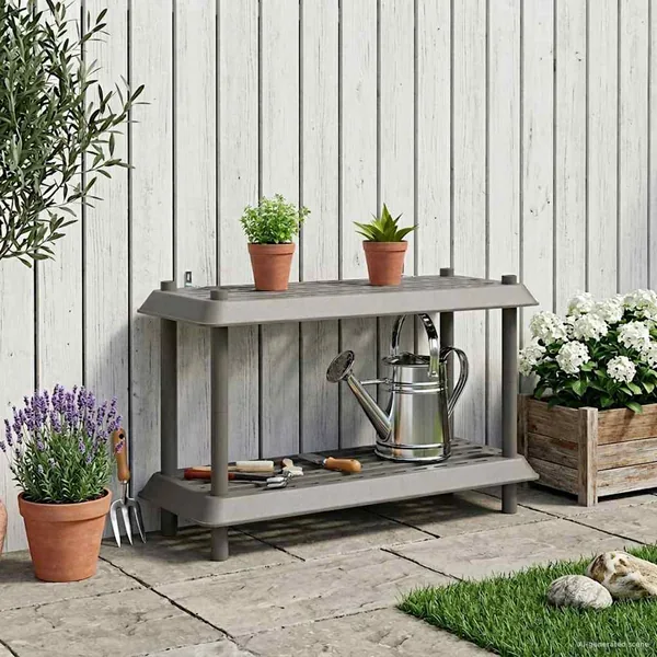 Unité de rangement 2 niveaux 100 x 40 x 55,5 cm PP Gris clair