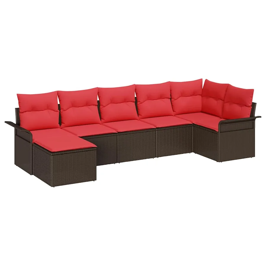 Ensemble de canapé de jardin avec coussin Marron polyrotin - 2