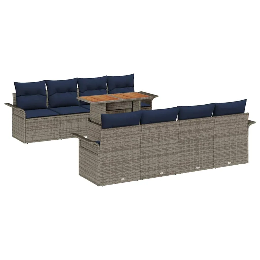 Ensemble de canapé de jardin 7 pcs gris et bleu marine - 2