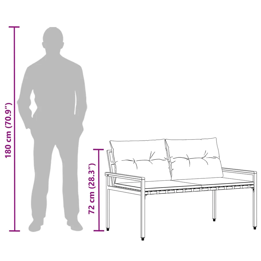 Banc extérieur 2 -Seater 116 x 67,5 x 72 cm polyrotin - 12