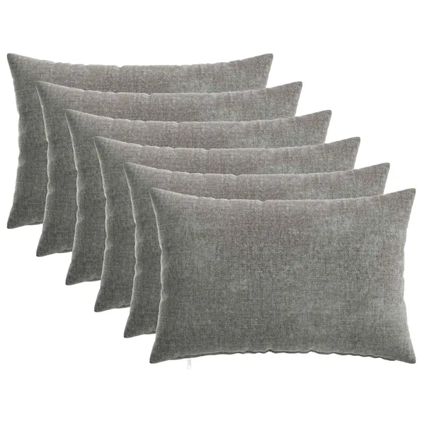 Housse de coussin 6 pcs HEERLEN Gris foncé 30 x 50 cm