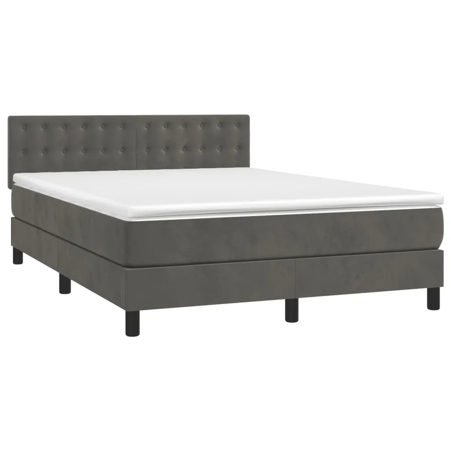 Sommier à lattes de lit avec matelas LED Gris foncé 140x200 cm - 3