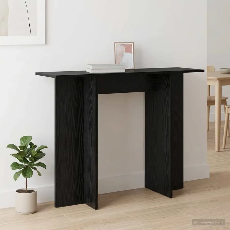 Table console Chêne noir 100 x 30 x 75 cm Bois d'ingénierie - 4