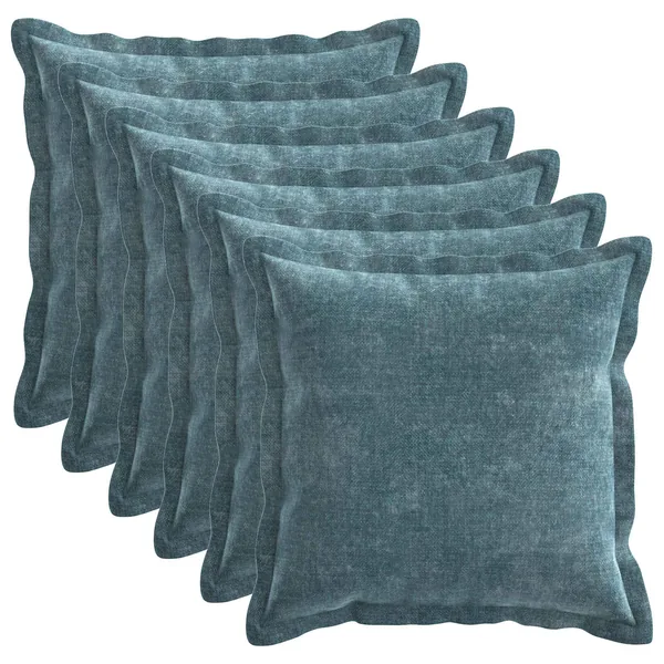 Housse de coussin 6 pcs HOUTEN Bleu 50 x 50 cm Tissu Chenille