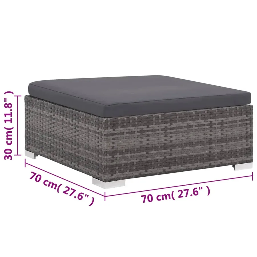 Salon de jardin 8 pcs avec coussins résine tressée gris - 12