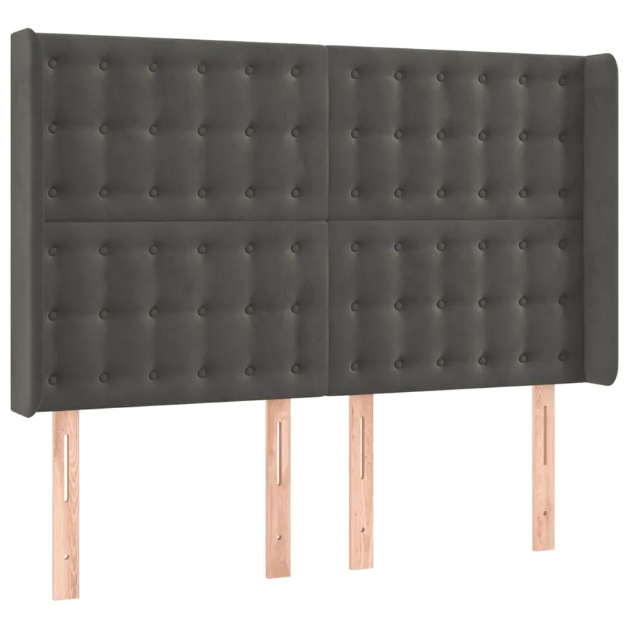 Tête de lit avec oreilles Gris foncé 147x16x118/128 cm Velours - 2