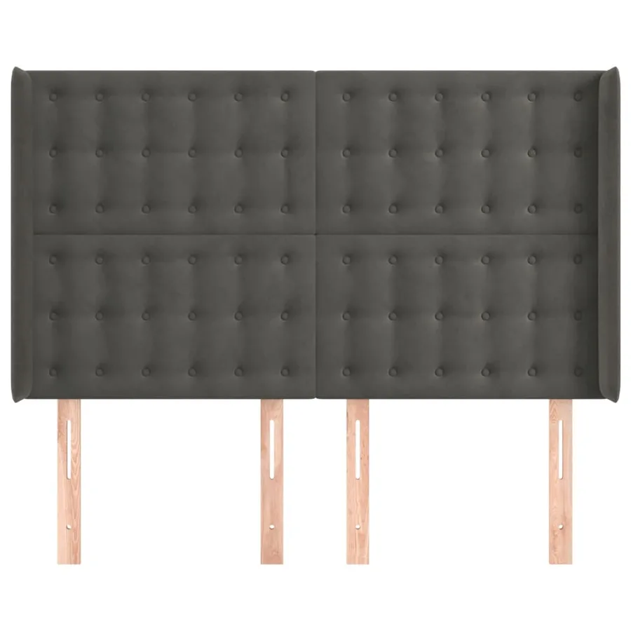 Tête de lit avec oreilles Gris foncé 147x16x118/128 cm Velours - 3