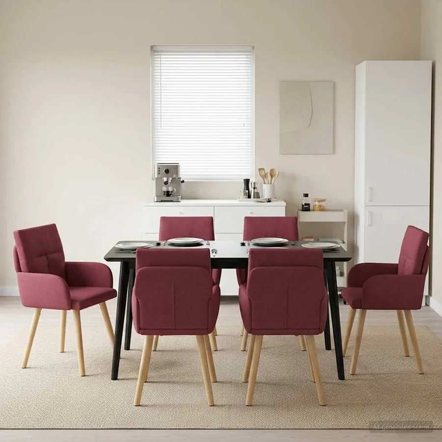 Chaises de salle à manger 6 pcs Tissu Bordeaux 60 x 56 x 96 cm