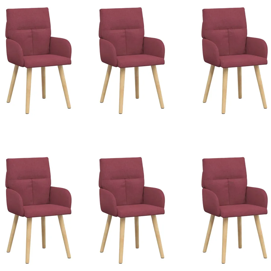 Chaises de salle à manger 6 pcs Tissu Bordeaux 60 x 56 x 96 cm - 2