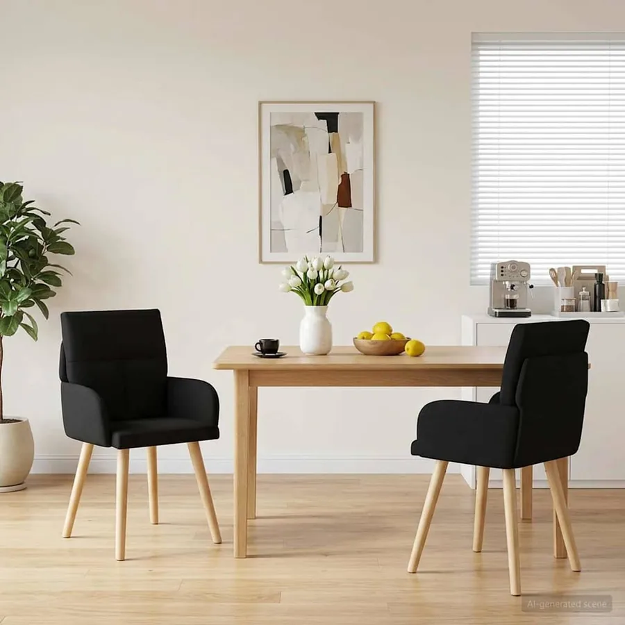 Chaises de salle à manger 2 pcs Tissu Noir 60 x 56 x 96 cm