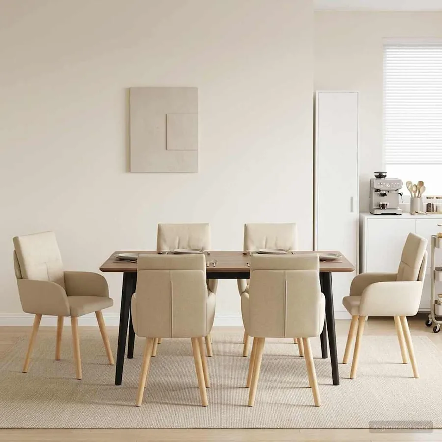 Chaises de salle à manger 4 pcs Tissu Crème 60 x 56 x 96 cm