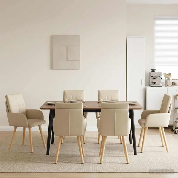 Chaises de salle à manger 4 pcs Tissu Crème 60 x 56 x 96 cm