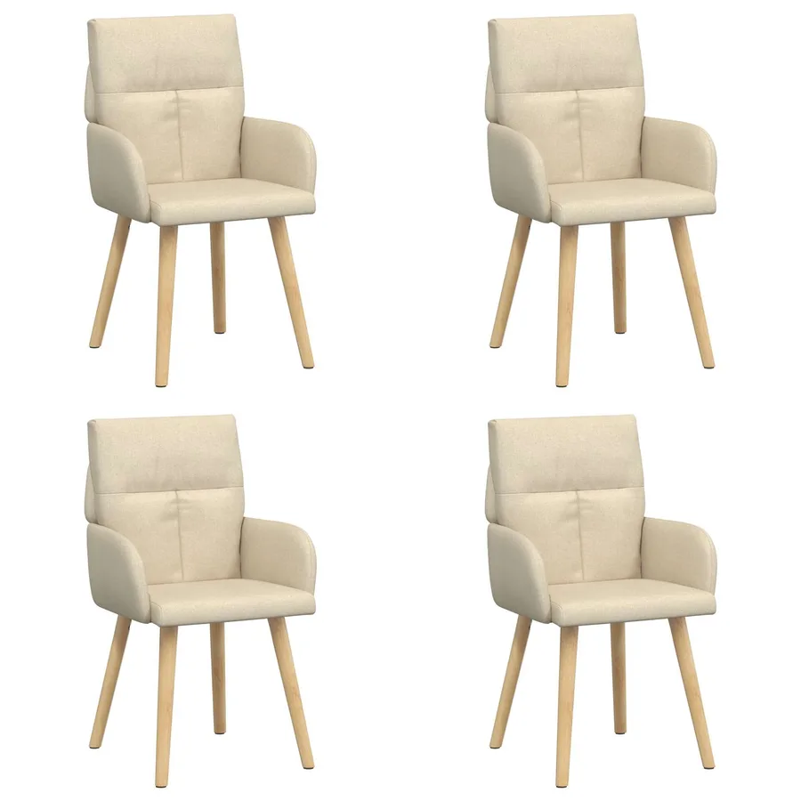 Chaises de salle à manger 4 pcs Tissu Crème 60 x 56 x 96 cm - 2