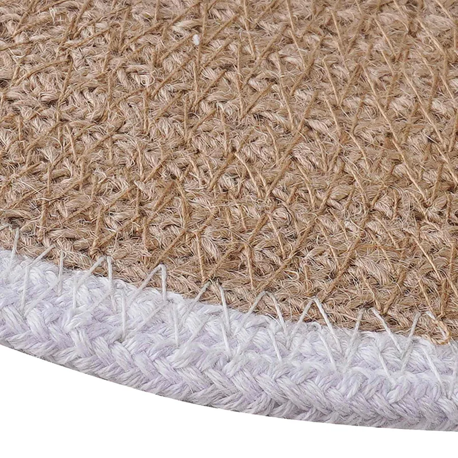 Placemets en jute 4 pcs Naturel et Blanc Ø 30 cm - 3
