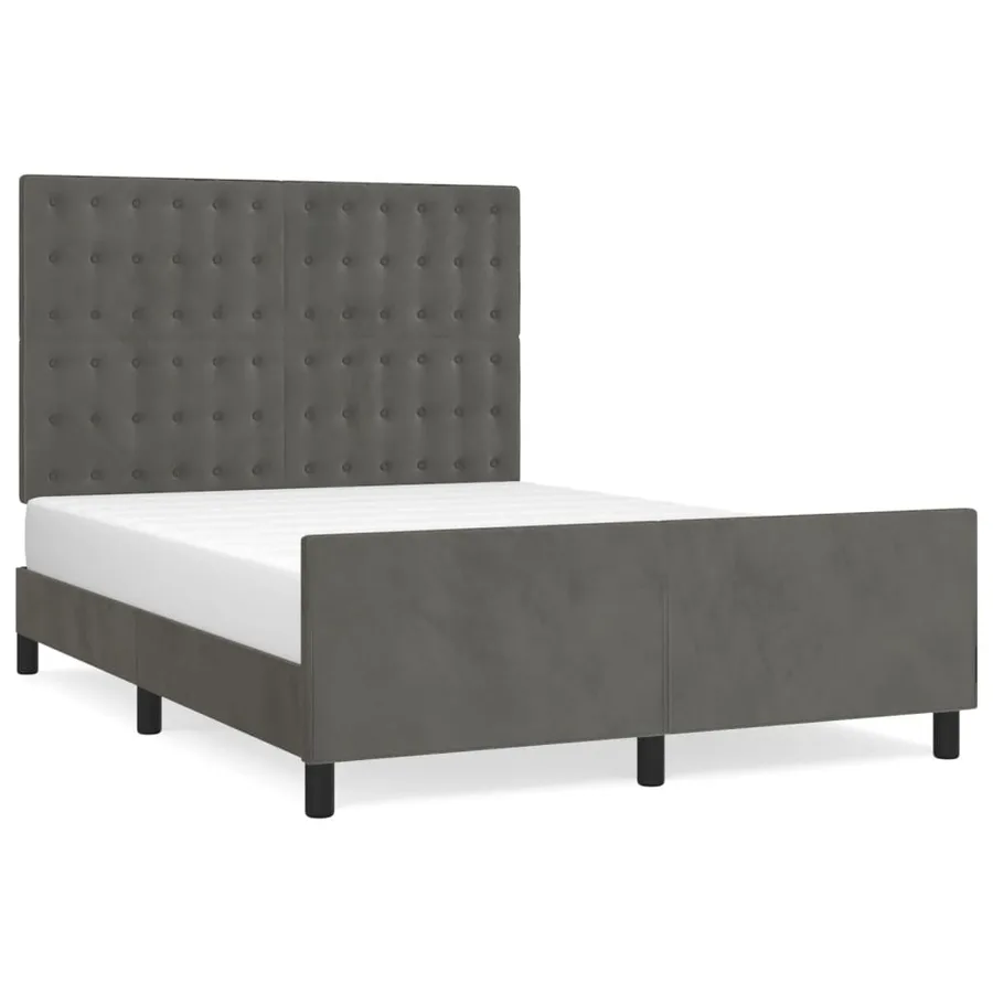 Cadre de lit sans matelas gris foncé 140x200 cm velours - 2