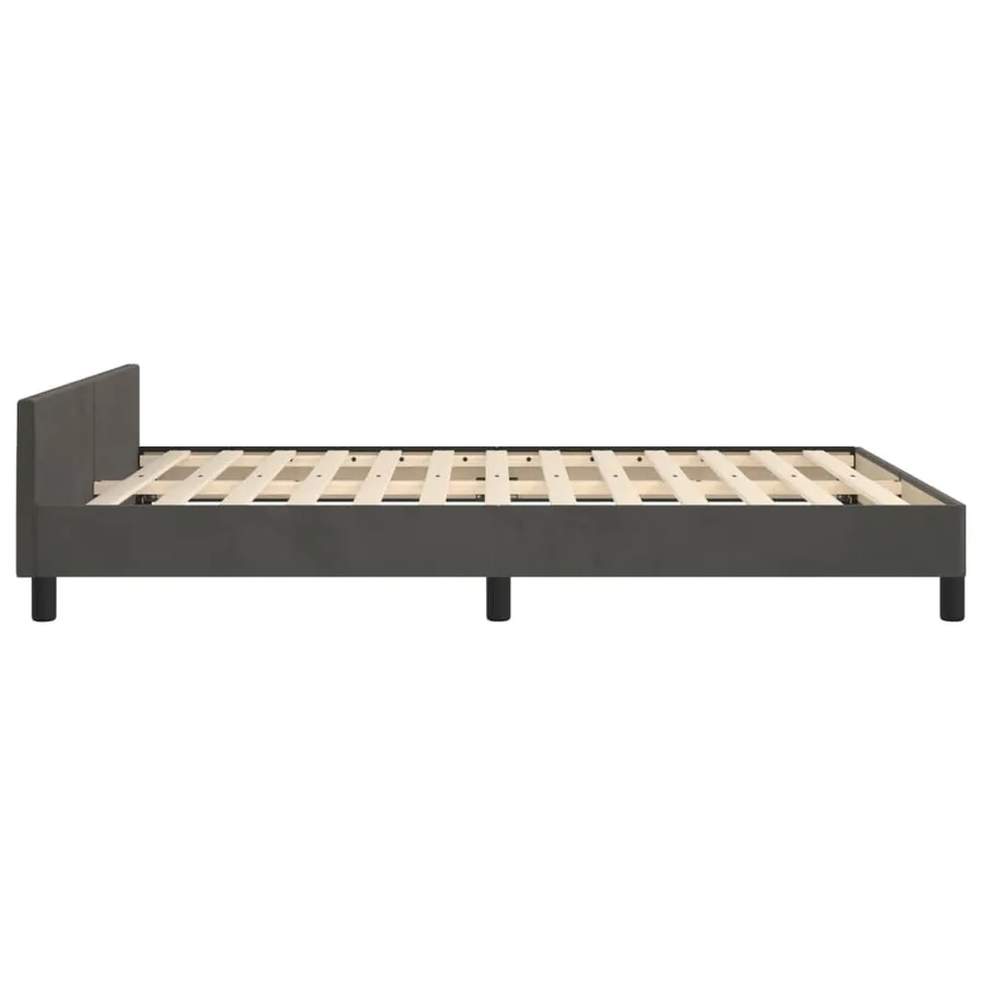 Cadre de lit sans matelas gris foncé 140x200 cm velours - 7