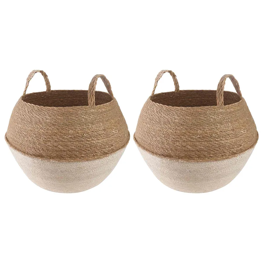 Pot de plante avec poignées 2 pcs Blanc Ø 45 x 36 cm